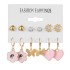 Cross border multi-layer geometric circle inlaid rhinestone butterfly earring set 6 pairs of creative butterfly pendant earrings