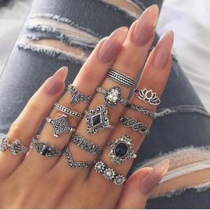 European and American Cross border New Foreign Trade Retro Ring Set Water Drop Geometry Women's Joint Tail Ring RMC-FBA-250