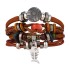 Vintage leaf rope woven handmade bead woven bracelet, fashionable multi-layer leather bracelet set for men and women