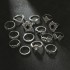 Cross border jewelry 15 piece set of personalized trendy hollow lotus sunflower geometric black gemstone set of rings