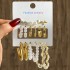 Cross border source fashion commuting butterfly pearl earrings high-end metal earrings 9 pairs set earring set combination