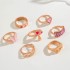 AliExpress Pink Drip Oil Mushroom Star Ring Set Butterfly Love Diamond Palm Ring Seven Piece Set