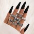 European and American punk dark butterfly skull hollow face ring multi piece set, personalized and trendy vintage ring set