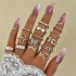 Cross border Jewelry Ins Cool Style Gold Solid Circle Hollow Ring Personalized Simple Geometry Multi piece Set Stacked Ring