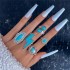 Ethnic style retro inlaid turquoise carved feather ring, fashionable and personalized 8-piece combination ring set