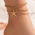 Cross border fashion accessories from Europe and America, gold heart-shaped chain foot accessories, tassel snake shaped pendant, three-layer foot chain, wholesale for women