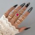 AliExpress Pink Drip Oil Mushroom Star Ring Set Butterfly Love Diamond Palm Ring Seven Piece Set