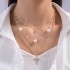 Cross border Fashion Imitation Pearl Love Pendant Multi layer Necklace High end Versatile Clover Cross Ring Necklace