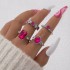 Amazon Cross border Light Luxury Jewelry Color Diamond Set Four Piece Ring Set Geometric Imitation Gemstone Set Ring Set