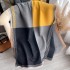 Korean version color blocked fashionable imitation cashmere scarf, women's dual-use air conditioning shawl, temperament scarf, thick and warm shawl, outer outfit