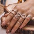 European and American cross-border new combination set Bohemian ethnic style ancient silver 8-character pentagram ring 12 piece set