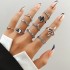 European and American Cross border Retro Vintage Butterfly Serpentine Ring Set Combination Open Multi Joint Ring Set 9-Piece Set