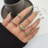 European and American cross-border new turquoise Fried Dough Twists ring 6-piece gold wave finger joint ring turquoise women's ring