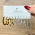 Cross border Pearl Inlaid Women's Card Earrings Creative French Retro Gold Earring Set 6-piece Set