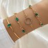 Cross border new European and American bracelet ins retro inlaid green diamond square bracelet inlaid diamond butterfly heart bracelet 4-piece set