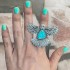 European and American cross-border jewelry fashion retro turquoise ring personalized ethnic style oval cross geometric ring