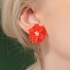 New Korean minimalist and versatile exaggerated camellia earrings with a fresh and three-dimensional white flower pearl earrings