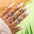 European and American popular jewelry ring bracelet snake shaped heart imitation emerald set with diamonds ins style five piece ring set for women