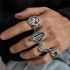 Cross border jewelry punk style geometric alloy men's ring retro personality skull snake ring set