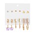 Euro American Cross border Alloy Earrings Square Geometric Earrings Set 6-piece Retro Pearl Card Earrings Earrings and Accessories