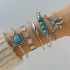 Cross border Bohemian ethnic style turquoise inlaid bracelet set with exaggerated personality butterfly turquoise bracelet multiple piece set