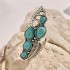 Ethnic style retro inlaid turquoise carved feather ring, fashionable and personalized 8-piece combination ring set