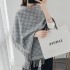 2021 autumn and winter imitation cashmere warm jacquard short beard tassel scarf women's geometric air conditioning shawl versatile scarf