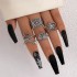 European and American Cross border New Jewelry Ring Vintage Ethnic Style Mushroom Love Moon Leaf Ancient Silver 7-piece Set Ring