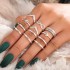 European and American cross-border new combination set Bohemian ethnic style ancient silver 8-character pentagram ring 12 piece set