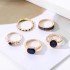 Cross border retro diamond inlaid sapphire blue crystal ring set with 5 pieces of creative and versatile oval rings from Europe and America