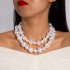 European and American fashion multi-layer imitation pearl necklace with a high-end temperament, Baroque size bead French retro collar for women