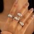 European and American Cross border Geometric Metal Wind Lava Line Ring Four Piece Set Irregular Smooth Open Ring Set