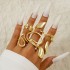 Amazon Cross border Fashion Irregular Geometric Hollow Ring Set Design Sense Peach Heart Butterfly Open Ring for Women