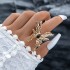 Amazon Foreign Trade Jewelry Creative Butterfly Geometry Heavy Metal Ring Personalized Irregular Four Piece Ring Set