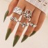 European and American Cross border New Jewelry Ring Vintage Ethnic Style Mushroom Love Moon Leaf Ancient Silver 7-piece Set Ring