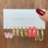 Cross border alloy heart pearl lock snake butterfly mushroom lock ear buckle creative personality card earrings 12 pieces batch