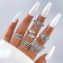 European and American Cross border New Jewelry Ring Vintage Ethnic Style Mushroom Love Moon Leaf Ancient Silver 7-piece Set Ring