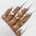 Cross border Jewelry Ins Cool Style Gold Solid Circle Hollow Ring Personalized Simple Geometry Multi piece Set Stacked Ring