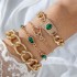 Cross border fashion niche diamond imitation grandmother emerald bracelet set, personalized snake shaped love bracelet set for women