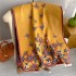 Elegant socialite butterfly floral print scarf for women, thickened and warm, imitation cashmere scarf, double-sided versatile shawl