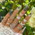 Cross border New Fashionable Versatile Leaf Love Ring Set Personalized Geometric Stacked Joint Ring Multi piece Set