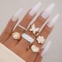 European and American Cross border Jewelry Brown Love Drop Oil Ring Six Piece Set Geometric Flower Ring Combination Set