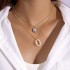 Cross border Fashion Imitation Pearl Love Pendant Multi layer Necklace High end Versatile Clover Cross Ring Necklace