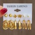 European and American Cross border New Geometric Circle Pearl Women's Earrings Set Pearl Butterfly Exaggerated Twisted Earrings 6 Pair Set