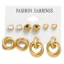 Cross border Pearl Inlaid Women's Card Earrings Creative French Retro Gold Earring Set 6-piece Set