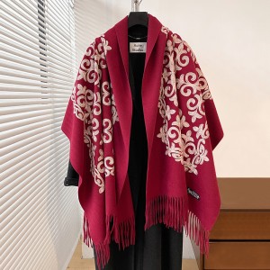 2024 Autumn/Winter New Artistic Retro Ethnic Style Imitation Cashmere Embroidered Women's Warm Scarf with Versatile and Fashionable Design