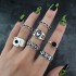 European and American Cross border Retro Vintage Butterfly Serpentine Ring Set Combination Open Multi Joint Ring Set 9-Piece Set