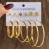 Fashionable commuting large circle earrings with heart-shaped earrings, simple geometric coils, metal card earrings set