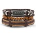 Retro Batman rope woven handmade bead woven bracelet jewelry fashionable multi-layer leather bracelet set for men