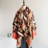 Imitation cashmere scarf, women's Nordic style decorative and warm dual-use double-sided shawl, creative printed tassel autumn and winter scarf